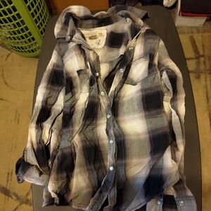 Arizona Jean Company Black and White Plaid Shirt